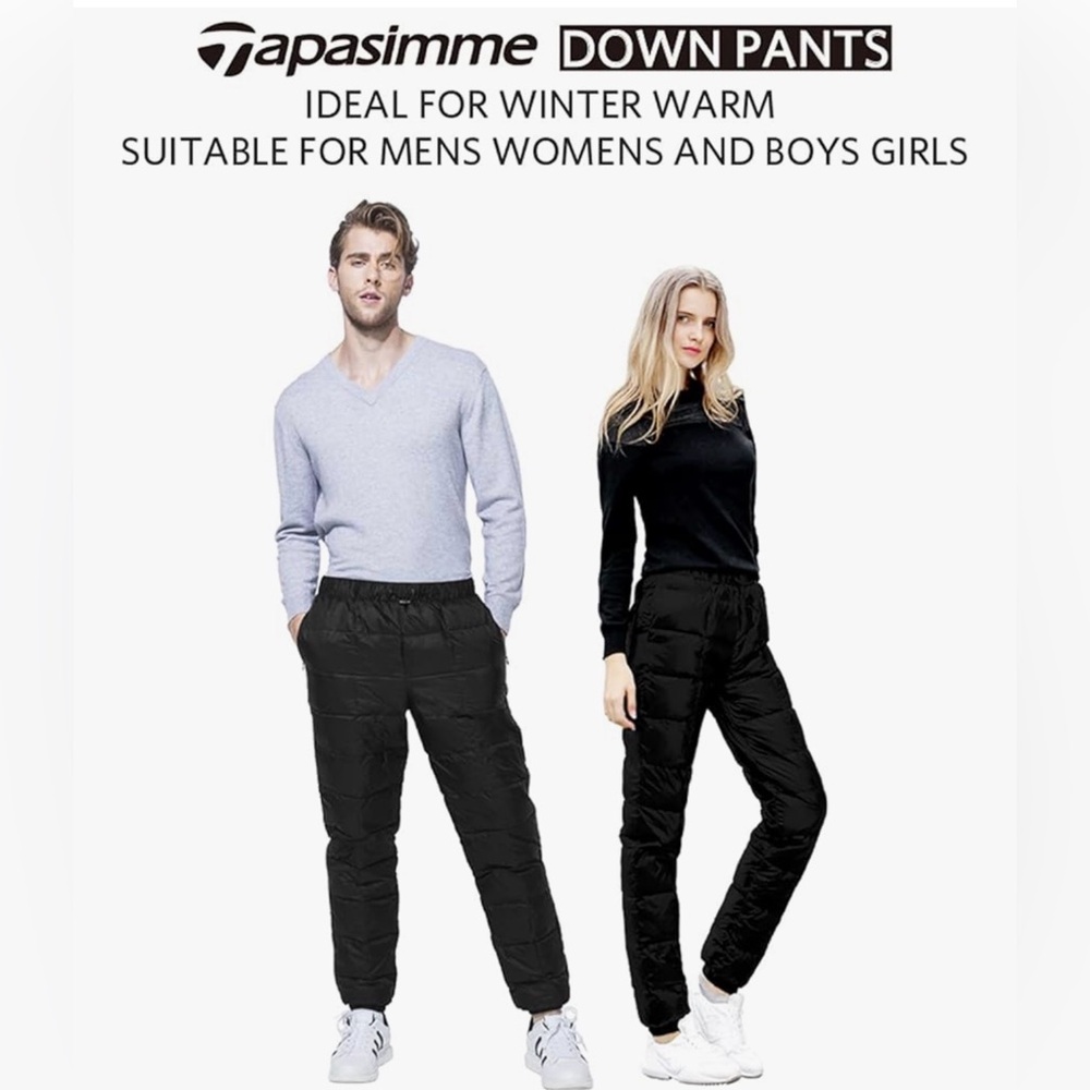 Men's Quilted Black Pants - Picture 2 of 8